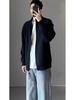 Men's Korean Style Stand Collar Double Zipper Knit Cardigan - Casual Loose Fit for Autumn and Winter