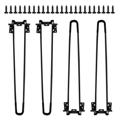 4-Piece Folding Table Legs, 42cm, Black Matte, Furniture Legs, DIY Hardware for Low Tables, Screws Included