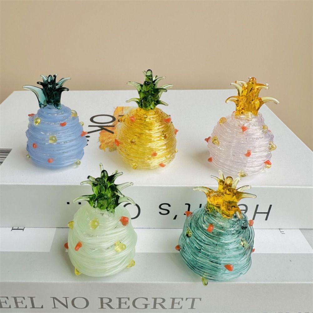 Ananas Comosus Crystal Pineapple Ornaments Glass Miniatures Pineapple Model  Fengshui Paperweight