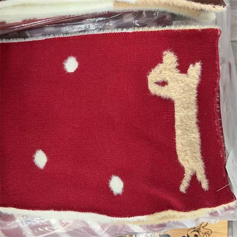 Plush and Cute Dog Double Sided Knitted Plush Scarf for Women In Autumn and Winter Korean Style Thickened Warm Wool Versatile