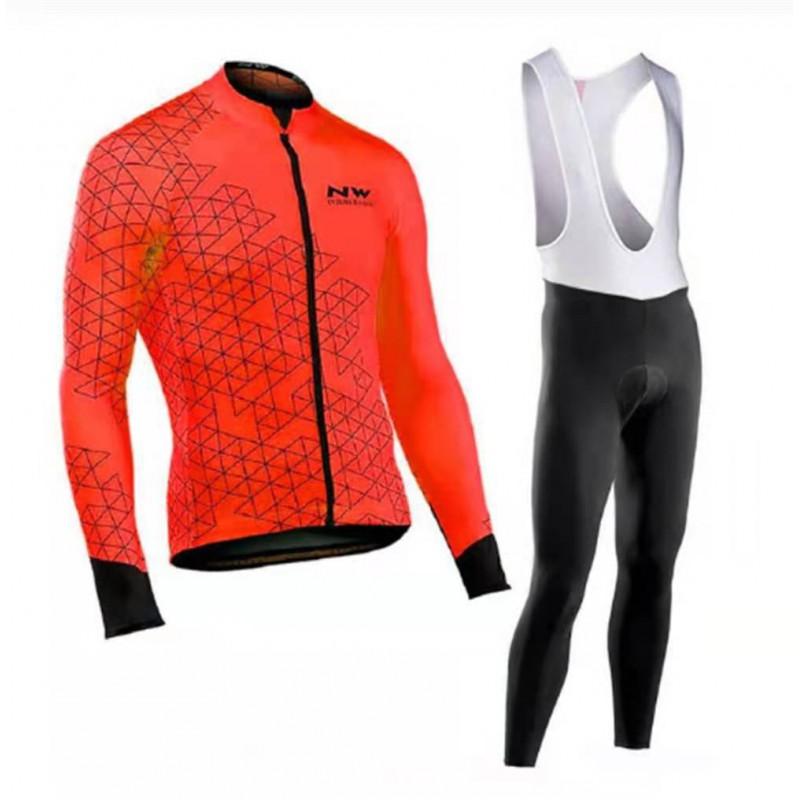 Thin NW Fleece Long Sleeve Cycling Jerseys Set Men Women Moisture Wicking Bike Riding Wear