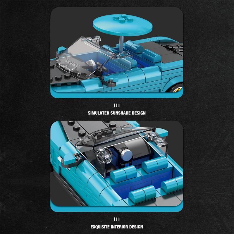 Non-Toxic 417Pcs Retro Luxury Cars Model Building Blocks 1:24 Scale City Convertible Vehicle Car Model Bricks Kids Diy Toys Idea Gifts