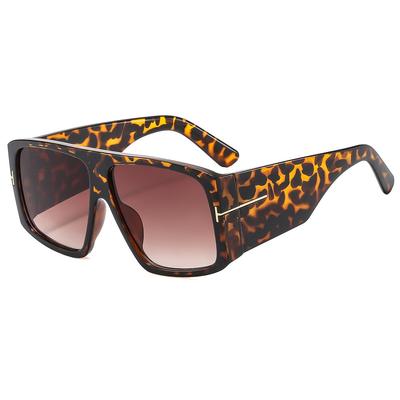 Nuovi Occhiali da Sole da Donna Oversize a Gamba Larga con Gradiente Leopardo Design di Marca Accessori Unici a Forma di T All-Match Occhiali da Uomo UV400