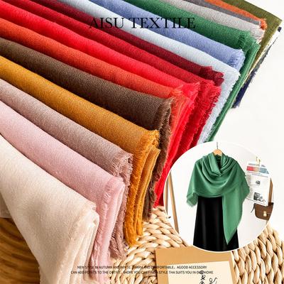 Spring New High-end Imitation Cotton and Linen 130cm Large Square Scarf Monochrome Silk Scarf Shawl Women's Scarf