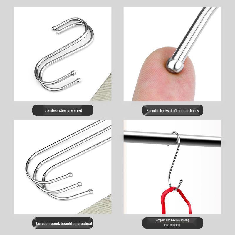 Multi-functional Stainless Steel S-shaped Hook for Kitchen, Bathroom, Dormitory, or Student Desk Use