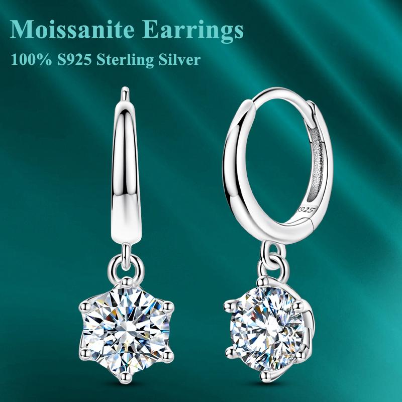 2ct Moissanite Earring 100 copper Orginal Drop Earring Wedding Engagement Bride Jewellery with Certificate for Women