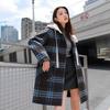 Sancai Women's Plus Size Hooded Plaid Faux Two-Piece Down & Wool Coat