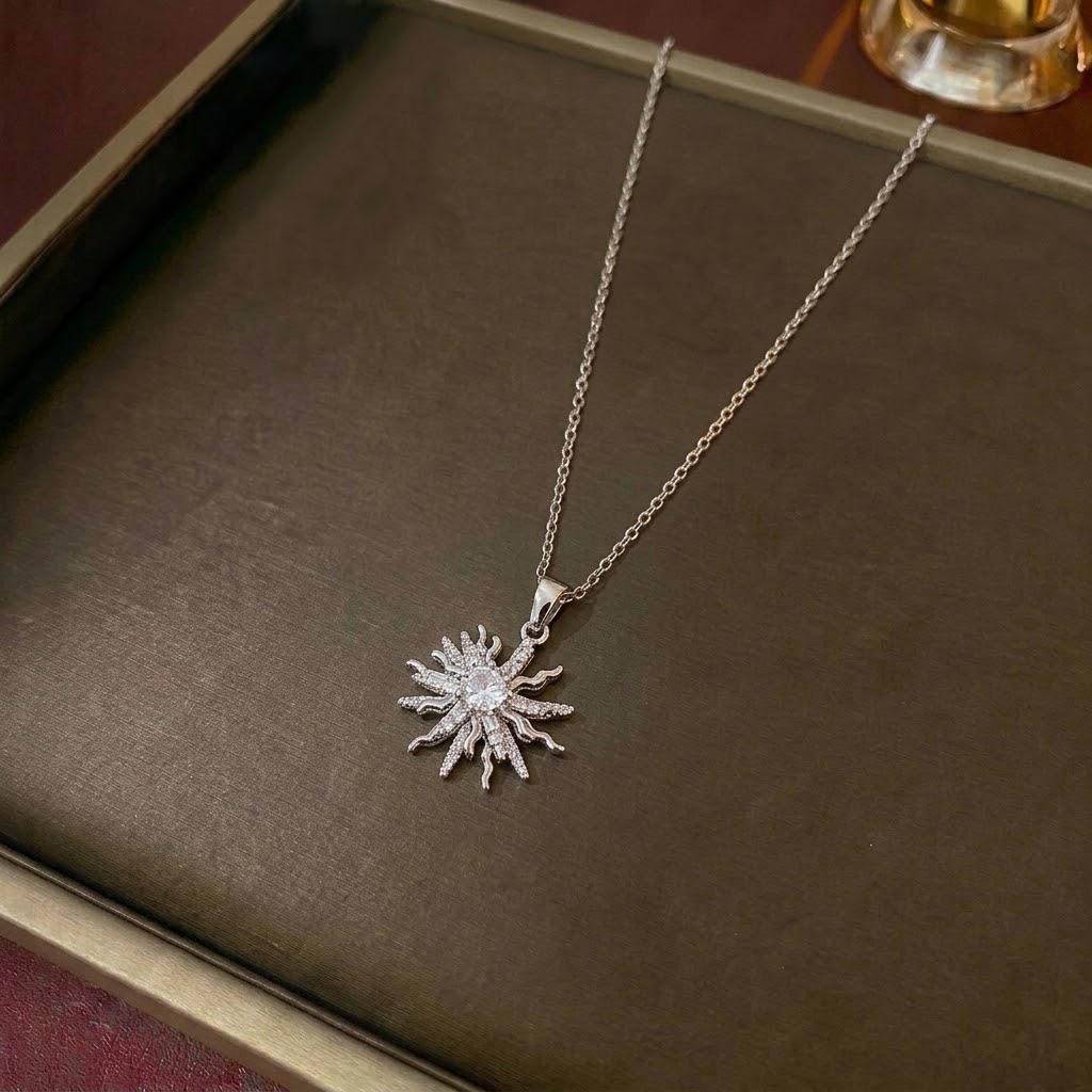 Women's European & American Style Windmill Pendant Necklace Set - Titanium Steel Floral Design