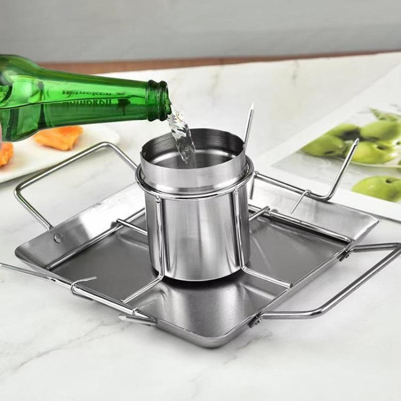 Camping Thick Forked Chicken Grille, Roasted Chicken Plate, Stainless Steel Square Beer Chicken Plate