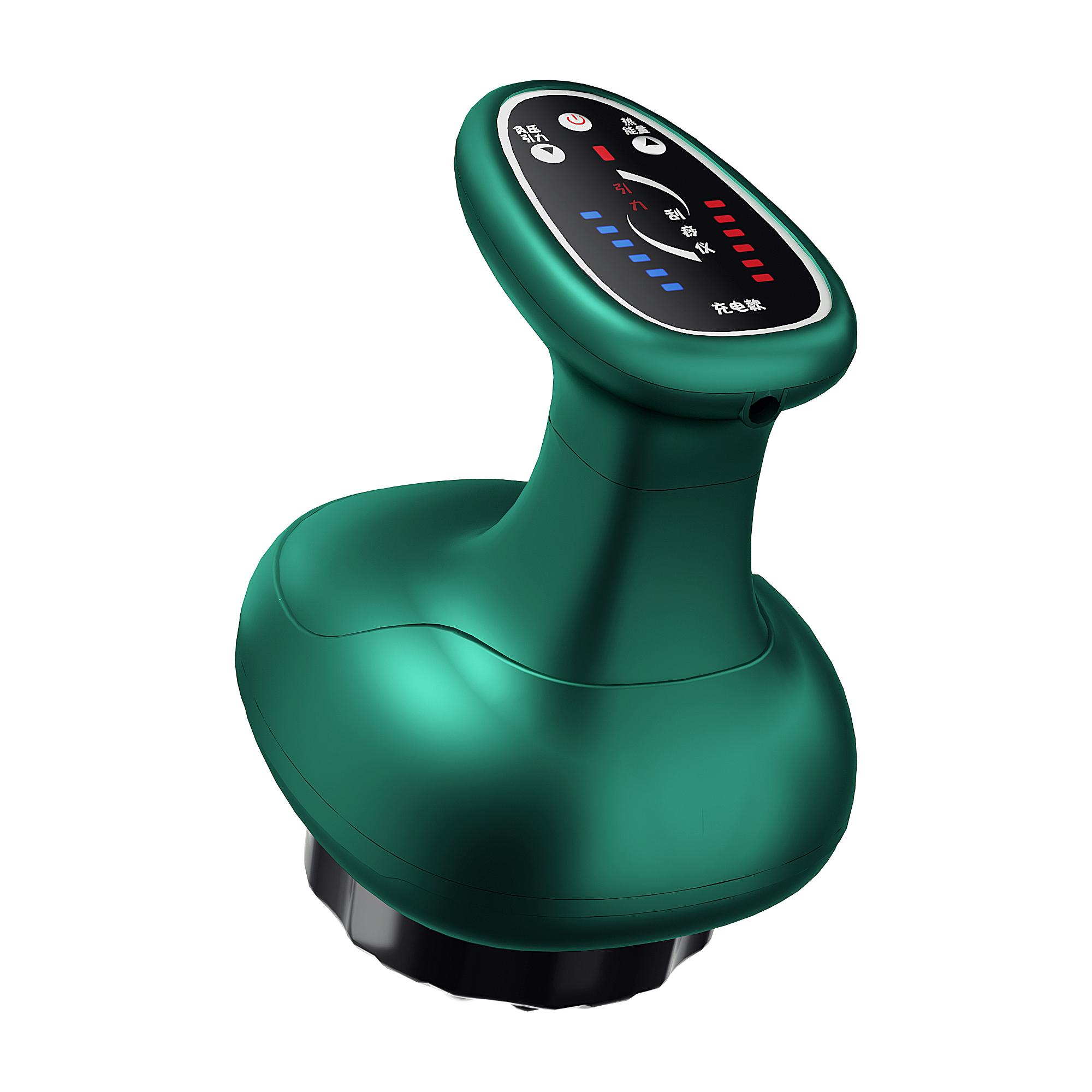 

Беспроводной магнитный массажер Гуа Ша 3-в-1 с нагревом и вакуумной терапией – 6 уровней регулировки для облегчения боли и детоксикации зелёный