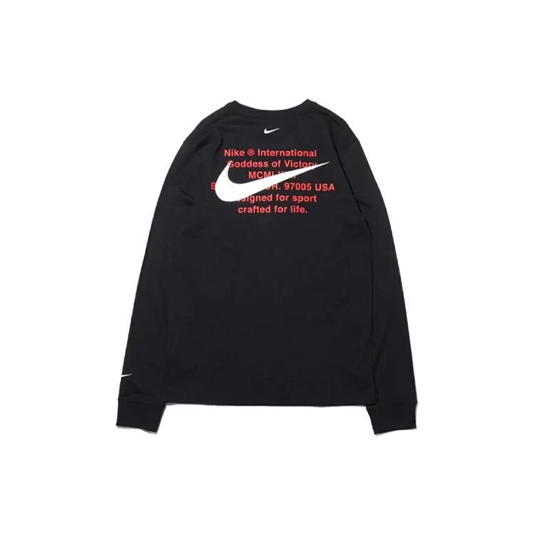 Nike Swoosh Casual Sports Double-Hook Crew-neck Long Sleeve 'Black' DB6156-010