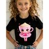 European Sizes Summer Fashion Short Sleeve T-Shirt for Girls Featuring a Cartoon Print of a ‘Cappuccino Ballerina Holding a Heart'