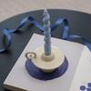 European Candle Ceramic Holder with Round Handle  Aromatherapy Candle Stand Seat,Burning Home Decoration Desktop Ornament