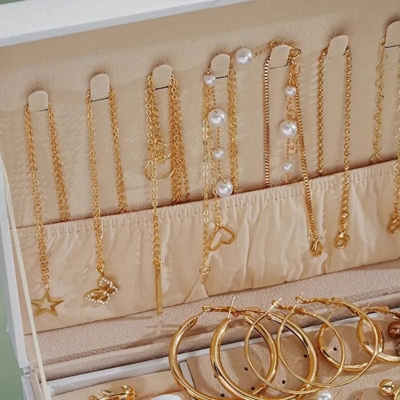 86Pcs Alloy Jewelry Set Necklace Earrings Rings For Women Fashion Accessories Party Wedding Daily Wear
