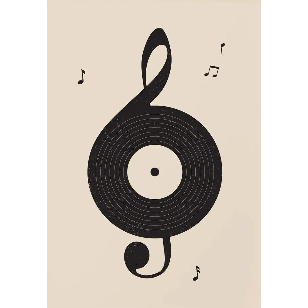 Retro Vinyl Record Print Mid Century Music Minimal Pastel Poster Colorful Wall Art Trendy Minimalist Turntable Home Room Decor