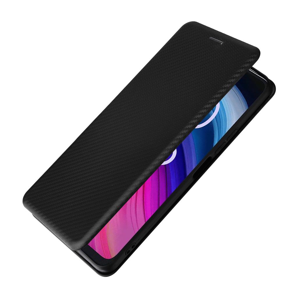 Pro pouzdro na telefon TCL 505 Kožené s texturou uhlíkových vláken Magnetické zavírání Skořepina