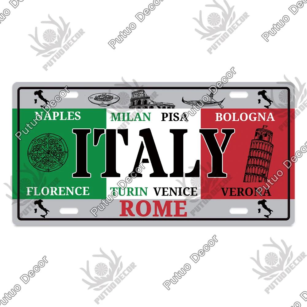 Putuo Decor Country - Themed Vintage Metal Sign with License Plate Plaque - Ideal for Bar Pub Club and Home Wall Decoration
