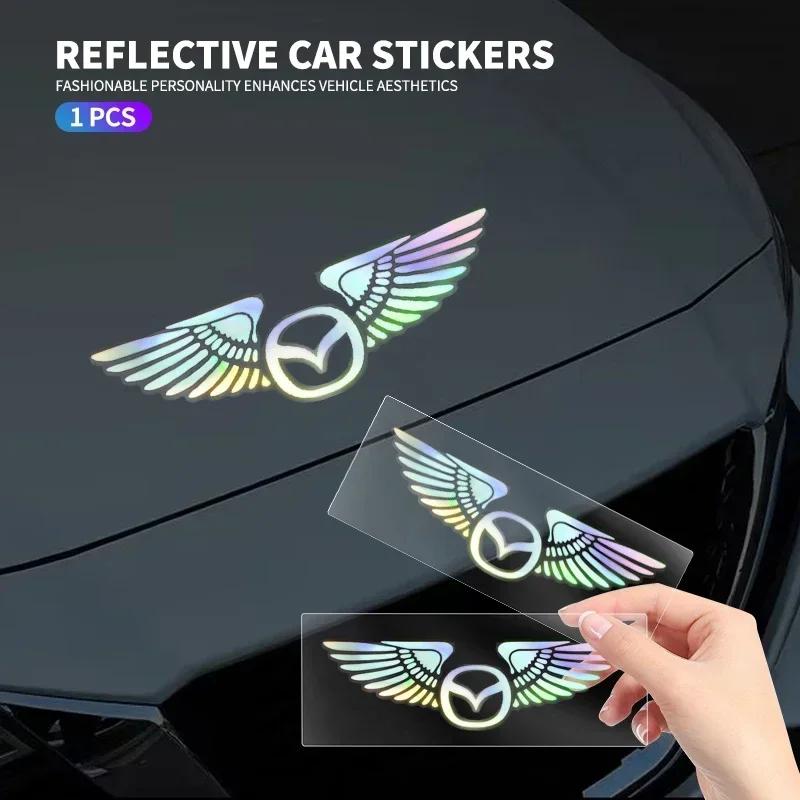 Colorful Reflective Laser Angel Wing Styling Car Trunk Door Sticker For Mazda 3 6 BL BM GJ CX3 CX-5 CX-8 KE KF CX7 CX9 MX5