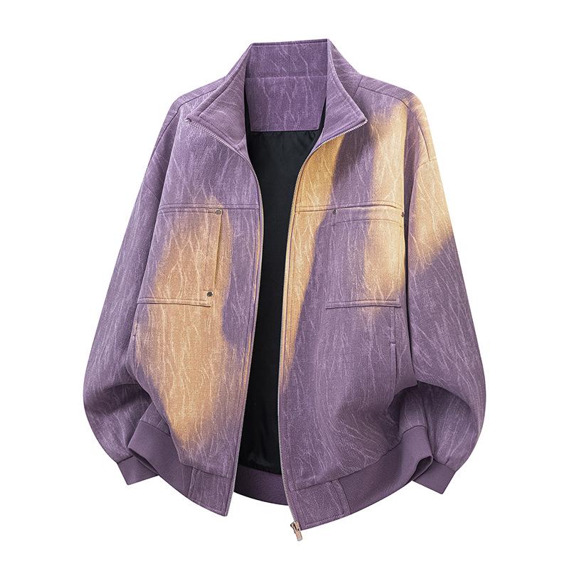 Men's Plus Size Stand Collar Retro Jacket - 2026 Autumn Collection, Trendy Loose Fit Casual Wear