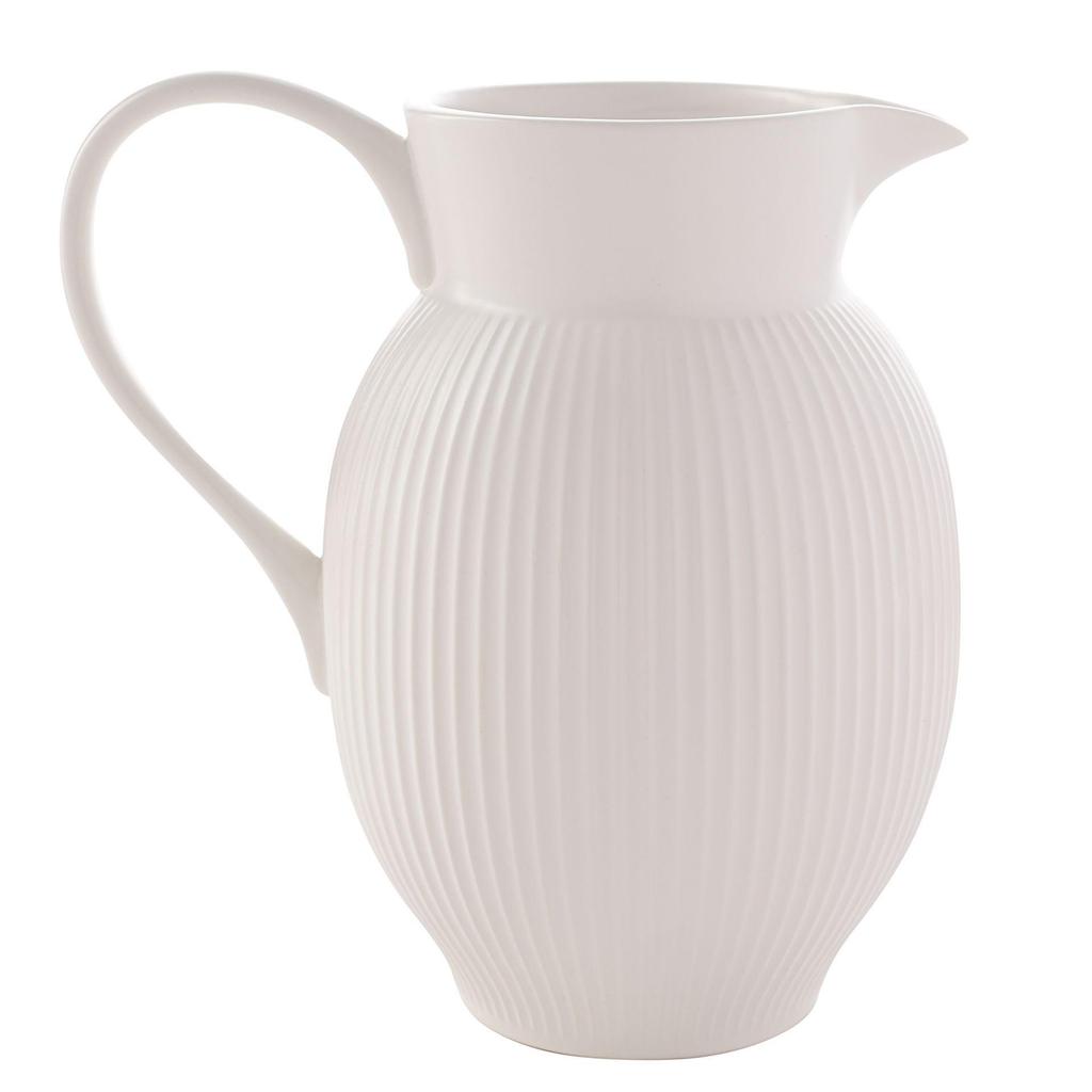 Hestia White Ribbed Pitcher Jug