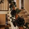 Reusable Artificial Black Rose Vine Flexible Spooky Gothic Wreath  Staircase Handrail
