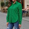 Spring Fashion Elegant Loose Office Shirt Women Large Size Elegant Solid Color Casual Simple Blouse Long Sleee Lapel Tops Loose Buttons Basic Clothing