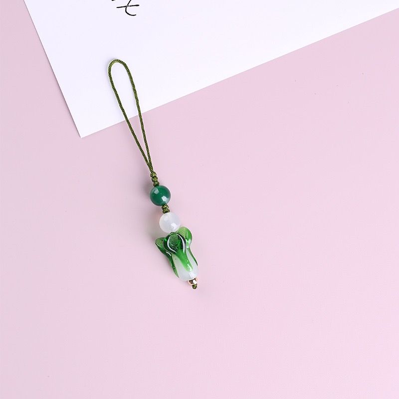 Cute Green Phone Strap Lanyard Kawaii Charms Classic Lovely Mobile Phones Accessories Beaded Handmade Key Chain Pendant