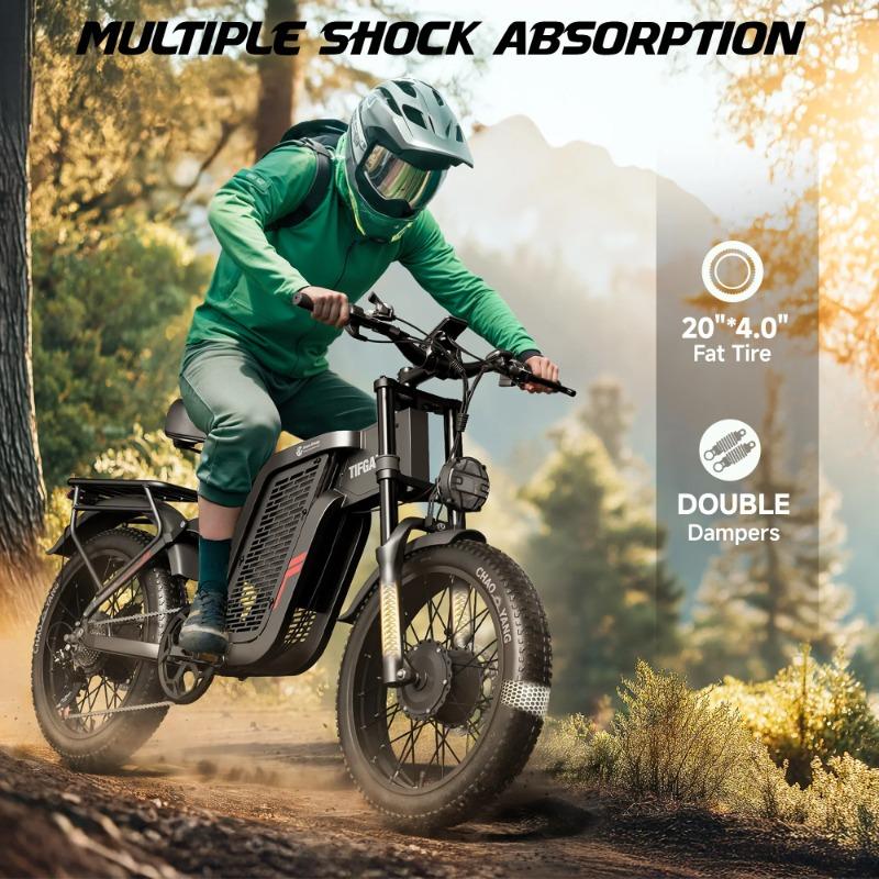 2025 Nové F7 2000W vysoce výkonné duální motor 52V 24AH Elektrické kolo 20 palcové Tlusté pneumatiky Hydraulická olejová brzda Dvojité tlumení nárazů