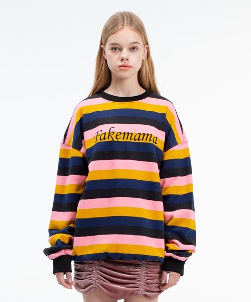 Полосатая толстовка с логотипом Fake Mama [Черная] Stripes