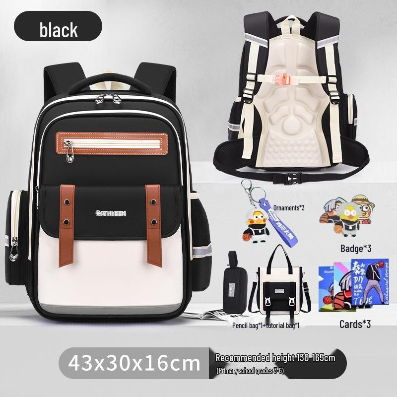 Capybara Oxford Spine-Support Backpack for Grades 1-6: Boys & Girls School Bag