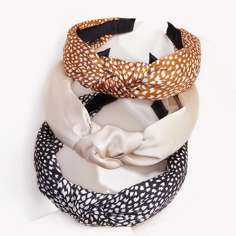 3pcs/Set Chic Leopard Print Satin Knotted Headband for Women And Girls Daily Shopping Hair Accessory