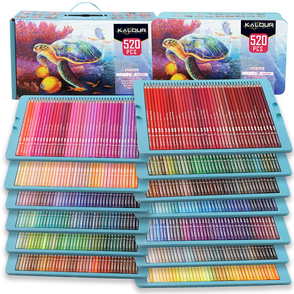 

KLAOUR New 520-Color Oil-Based Colored Pencil Set for Art and Hand-Painting. 2B Pencil
