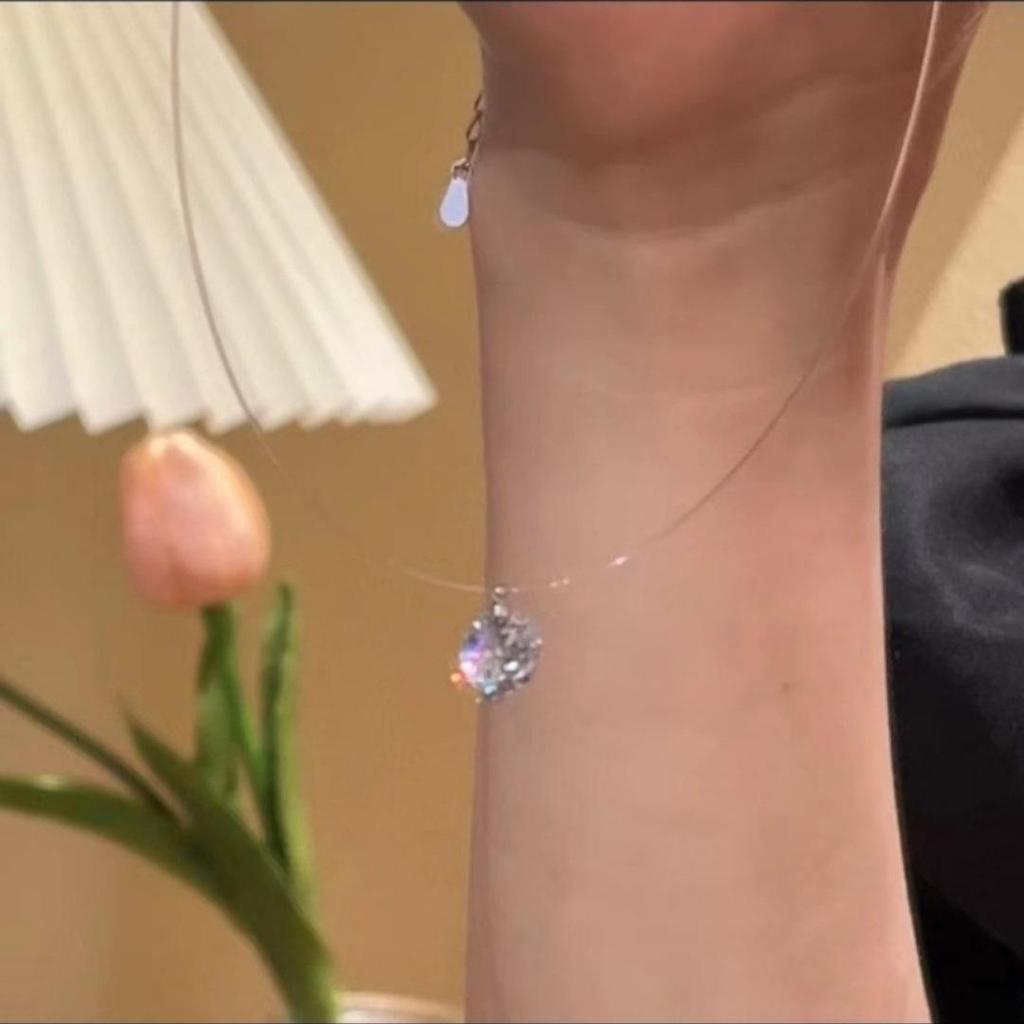 Mermaid's Tears: Elegant Zircon Necklace with Invisible Fish Line for Women