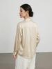 Women's Mulberry Silk White Satin Shirt - Long-Sleeved, Loose Fit, Elegant Commute Top