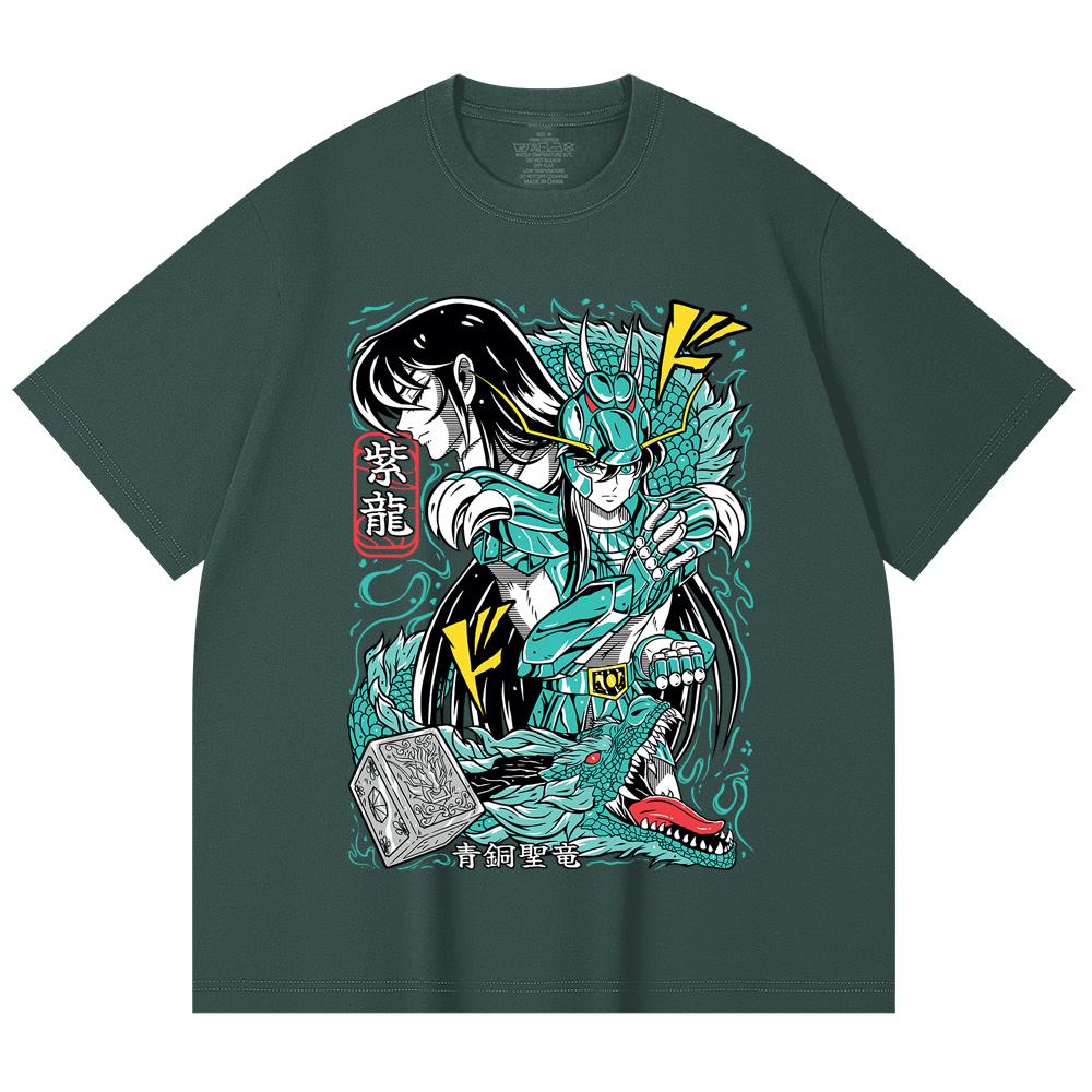 230 g/m² 100% Baumwolle Saint Seiya V8 Shiryu Druck Unisex Schweres Baumwoll-T-Shirt