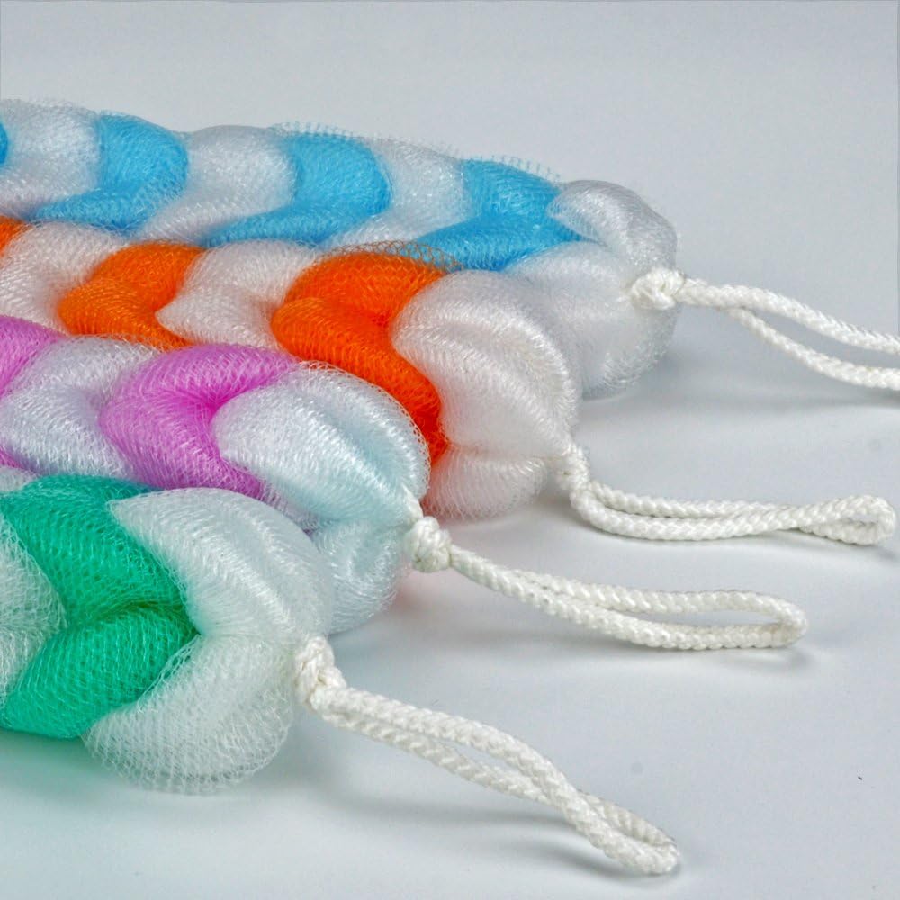Exfoliating Loofah Back Scrubber for Shower,Wonderful Colors(4- Counts)