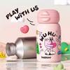 Bablov 550ML Stainless Steel Vacuum Flask Cute Pattern Thermos Water Bottle with Straw Leak-proof Double Drink Cup for Kids