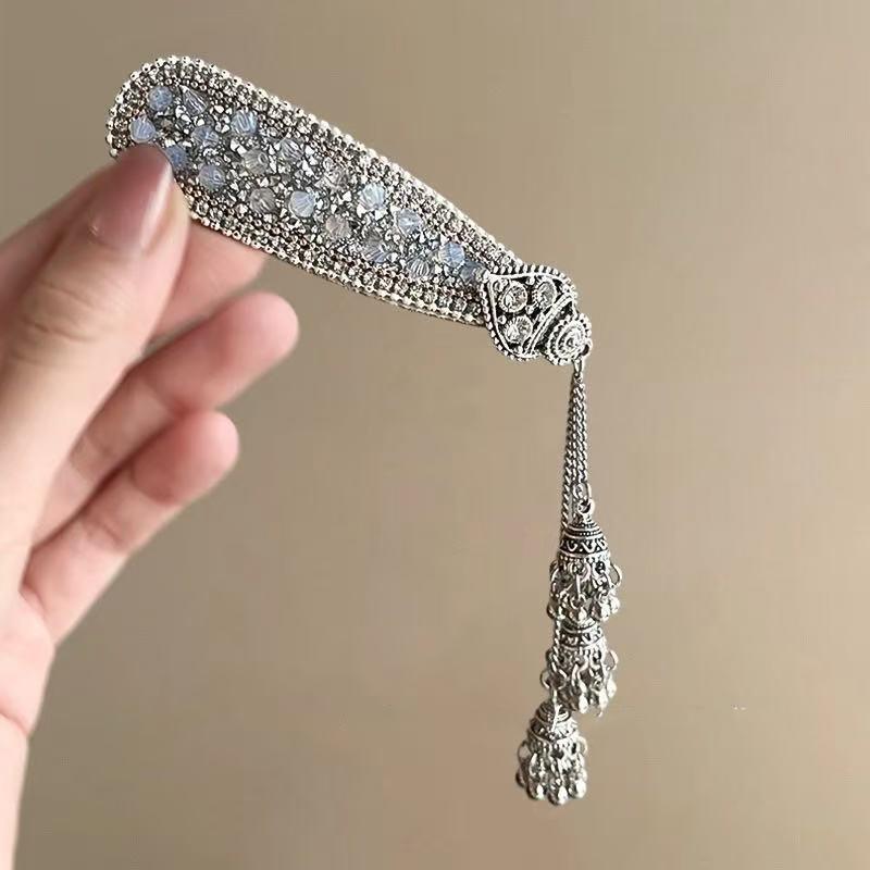 Classical Purple Butterfly Tassel Hair Clip  Elegant Ethnic Style Hair Hoop Headdress Retro Chinese Style Side Clip Party