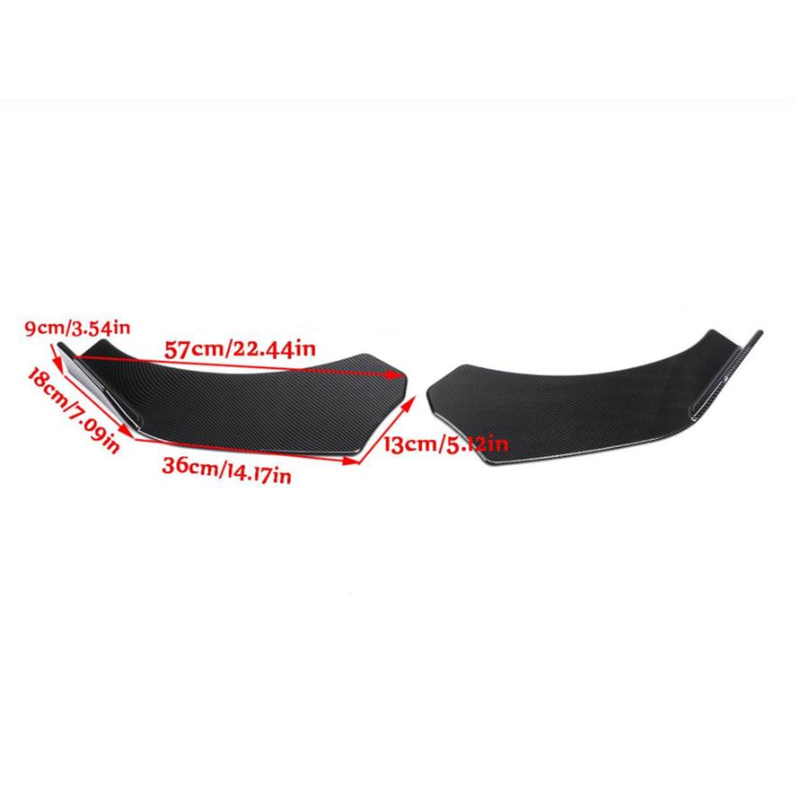2Pcs Carbon Fiber Look Car Front Bumper Splitter Lip Body Protector Diffuser Kit