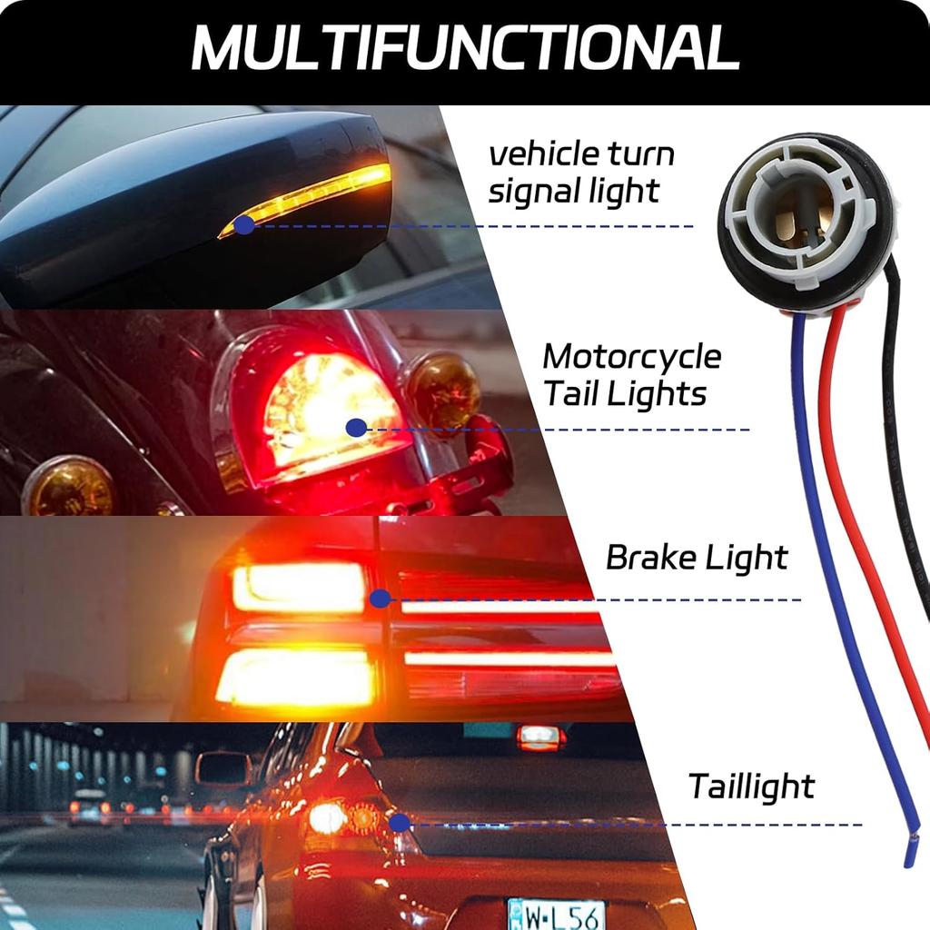 2PCS 1157 LED Bulb Socket Plug, 2057 2357 7528 Waterproof Turn Signal Light Socket Base Holder Wiring Harness, Automotive Tail Light Brake Light Base