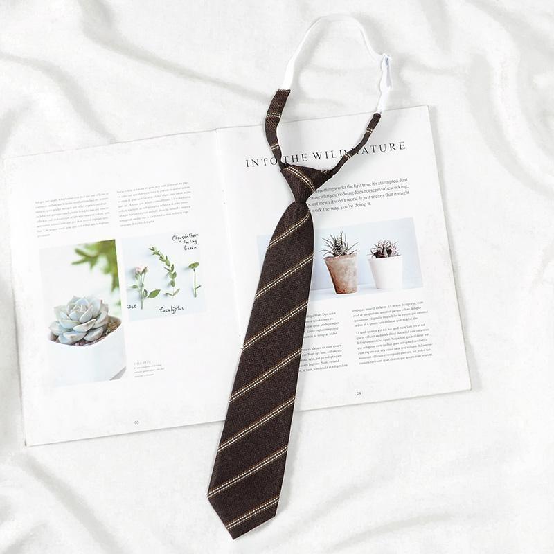 Childrens Tie With Solid Color Striped Check Pattern Polyester For School Uniforms