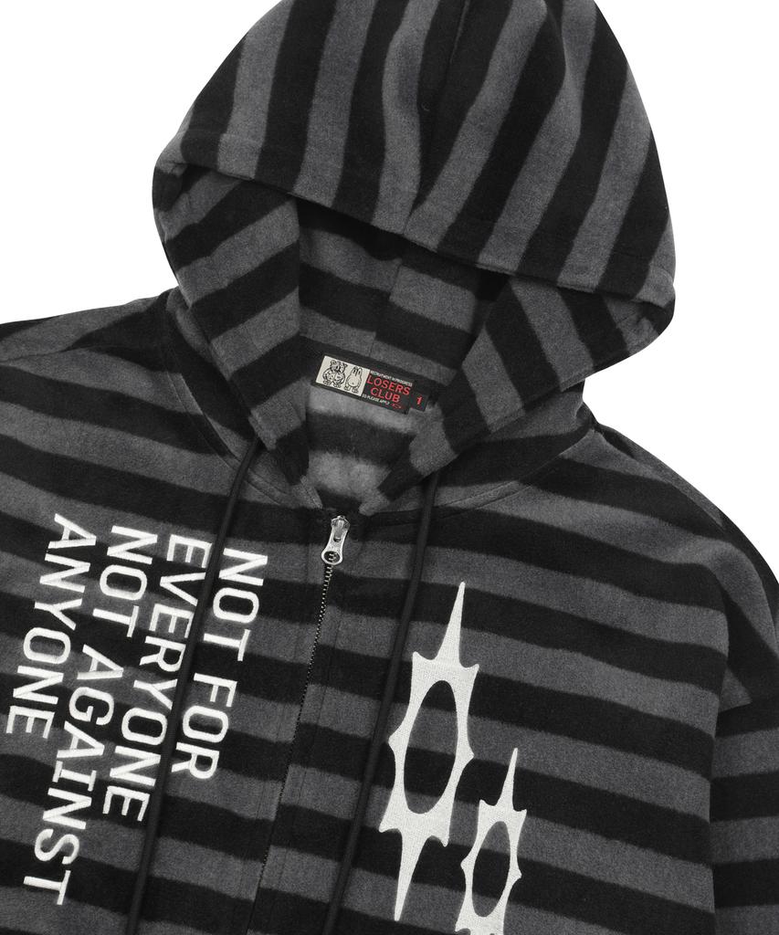 Losers Club Logo Stripe Fleece Two-Way Zip-Up Hoodie Black