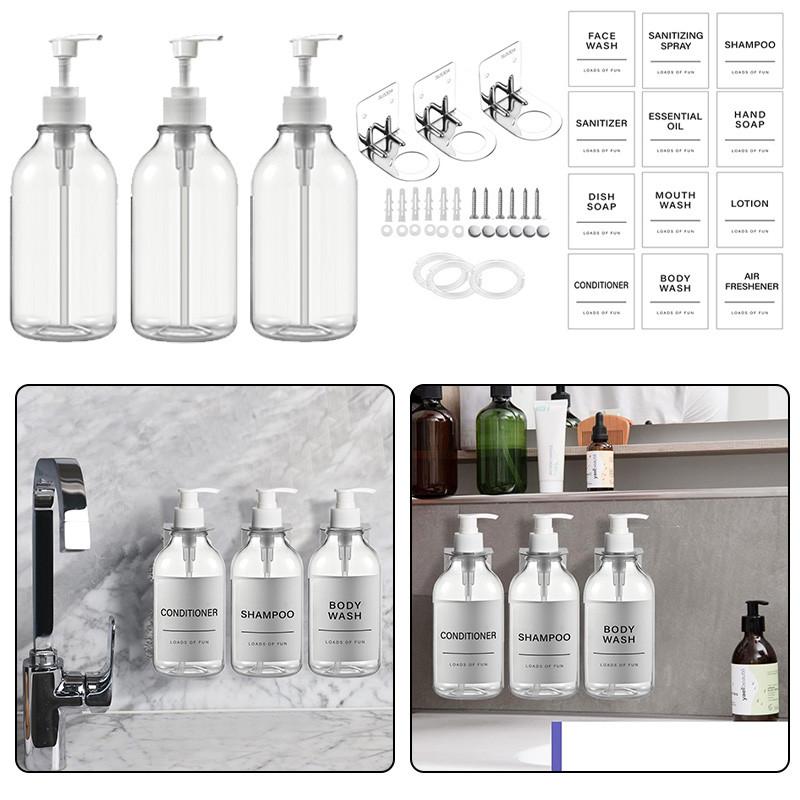 Shampoo and Conditioner Dispenser Wall Mount 500ml Refillable Bath Soap Bottle Lotion Shower Soap Dispenser for Bathroom