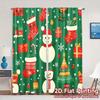 2pcs,Curtains Cute Snowman Christmas Tree Stocking (2) Pattern Chic Curtains Versatile Polyester Fabric Curtains Art Deco
