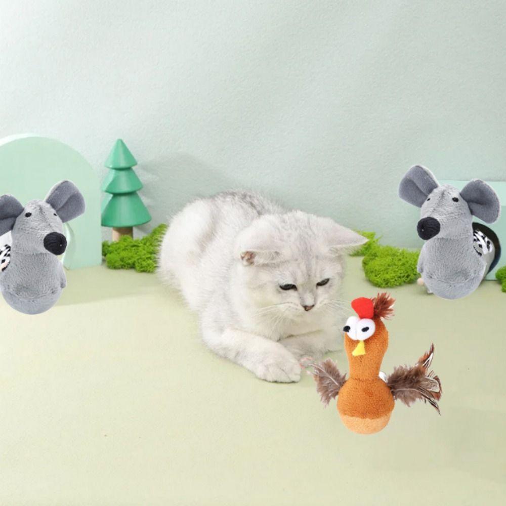 

Bite Resistant Mouse Tumbler with Feather Cloth Cat Chick Feather Toys Relieve Boredom