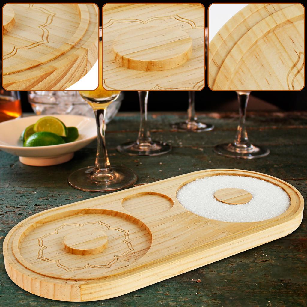 Margarita Salt Rimmer Set Reusable Bamboo Sugar Salt Rimmer Bar Glass Cup Rimmer Salt Box Spice Container for Bartender Bar Tool