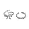 2Pcs Adjustable Open Bowknot Rings Adjustable Stackable Thumb Open Rings Set Women Birthday Gift for Mom Wife Girls