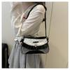 Cute Lace Bow Patchwork Underarm Bag for Women Sweet Plaid Polka Dot Girls Small Phone Shoulder Bag