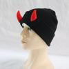 X6HE Halloween Party Beanie Hat Adult Novelty Devil Horn Knit Hat Festival Headwear
