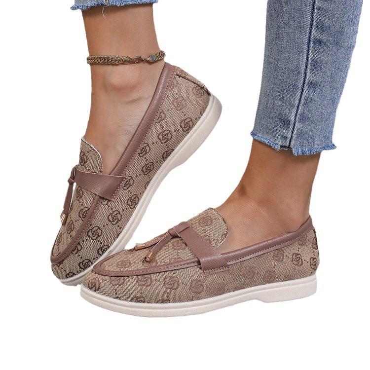 Casual large-size floral women's shoes autumn new women's comfortable soft-soled flat-soled beanie shoes